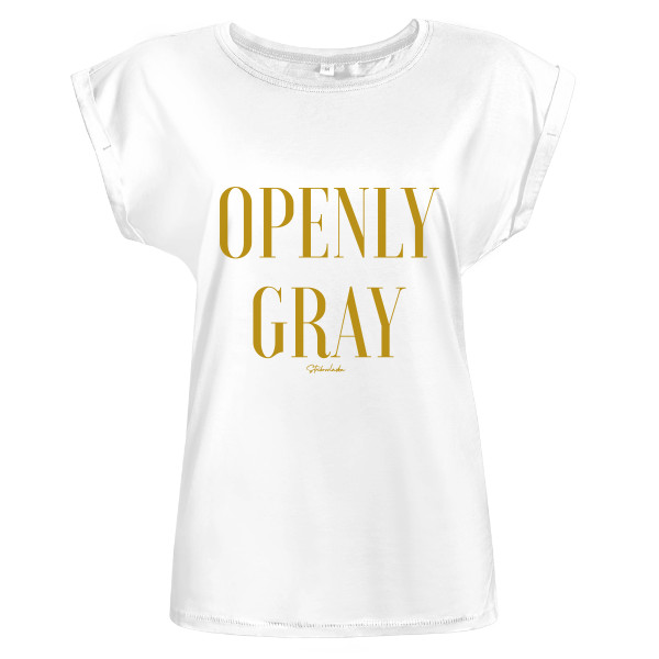 Tričko s potiskem OPENLY GREY okrový nápis - bílé 
