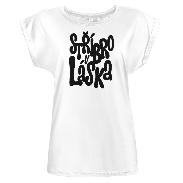 Tričko s potiskem Stříbro v Láska white